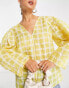 InWear Malva gingham volume sleeve blouse in yellow