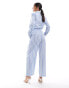 Фото #2 товара Mango stripe tie front jumpsuit in light blue