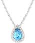ფოტო #1 პროდუქტის Blue Topaz (3/4 ct. t.w.) & Diamond Accent 18" Pendant Necklace in 14k White Gold