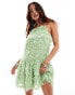 Фото #2 товара YAS textured cami swing mini dress in green - LGREEN