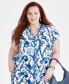 Фото #1 товара Plus Size Belinda Border Flutter-Sleeve Blouse, Created for Macy's