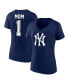 Women's Navy New York Yankees Plus Size Mother's Day 1 Mom V-Neck T-Shirt