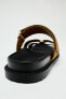 Split suede sandals with straps