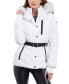 ფოტო #1 პროდუქტის Women's Belted Faux-Fur-Trim Hooded Puffer Coat
