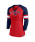 Women's Red, Navy New England Patriots Arch Raglan 3/4-Sleeve Notch Neck T-shirt