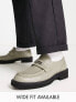 Фото #1 товара ASOS DESIGN chunky loafers in sage leather with black contrast sole