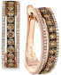ფოტო #1 პროდუქტის Chocolate and White Diamond Hoop Earrings in 14k Rose Gold (9/10 ct. t.w.)