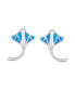 ფოტო #2 პროდუქტის Nautical Blue Inlay Created Opal Large Stingray Stud Earrings For Women.925 Sterling Silver October Birthstone