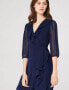 Фото #2 товара TRUTH & FABLE 188942 Womens Avery Chiffon 3/4 Sleeve Wrap Dress Navy Size Medium