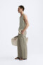 Belted cotton-linen trousers