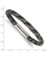 ფოტო #2 პროდუქტის Stainless Steel Polished Black Grey Braided Leather Bracelet