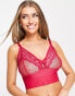 Tutti Rouge Fuller Bust Victoria mesh and lace bralette with extra thick longline detail in cerise