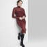 Фото #1 товара Women's Long Sleeve Lurex Mesh Midi Dress - Wild Fable Burgundy XS