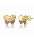 ფოტო #1 პროდუქტის Children's 14k Gold Plated with Ruby Cubic Zirconia Pave Butterfly Stud Earrings