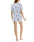Фото #2 товара Women's 2-Pc. Printed Short Pajamas Set