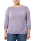 Фото #1 товара Plus Size Button-Cuff Ribbed Sweater