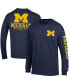 Фото #2 товара Men's Navy Michigan Wolverines Team Stack Long Sleeve T-shirt