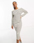 Фото #8 товара Vero Moda knitted stripe maxi dress in cream and black