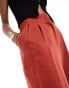 Фото #3 товара ASOS DESIGN Tall high waist seam detail trousers with linen in rust