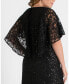 Фото #4 товара Women's Plus Size Celestial Cape Sleeve Sequined Lace Gown