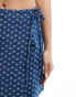 Фото #10 товара Pieces denim wrap skirt in mid blue with heart print