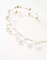 ASOS DESIGN headband with multirow pearl and wire design