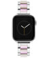 Фото #1 товара Women's Pink Iridescent Acetate with Silver-Tone Alloy Link Bracelet Compatible with 42mm/44mm/45mm/Ultra/Ultra 2 Apple Watch