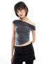 Фото #1 товара COLLUSION slinky off the shoulder top in grey