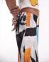 Topshop abstract art crinkle plisse trouser