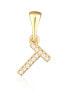 Фото #1 товара Gold-plated pendant with zircons letter "T" SVLP0948XH2BIGT