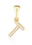 Gold-plated pendant with zircons letter "T" SVLP0948XH2BIGT