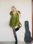 Фото #4 товара Labelrail x Julia Cumming babydoll ruffle tiered mini dress in khaki green