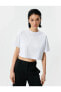 Фото #14 товара 4sak50014ek 000 Beyaz Kadın Pamuk Jersey Kısa Kollu Crop T-shirt