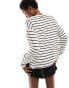 Фото #8 товара Monki oversize long sleeve top in mono stripe