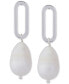 Silver-Tone Link & Freshwater Pearl Drop Earrings