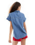 Фото #4 товара Lee short sleeve loose fit denim shirt in blue