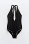 HALTER SWIMSUIT WITH TOPSTITCHING