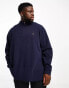 Фото #6 товара Polo Ralph Lauren Big & Tall multi icon logo half zip double knit sweatshirt in navy