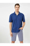 Erkek Lacivert Dügme Detaylı Polo Yaka T-Shirt 0YAM11038LK