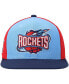 Фото #3 товара Men's Light Blue, Navy Houston Rockets Hardwood Classics On The Block Snapback Hat