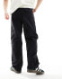 Weekday Frej relaxed fit workwear trousers with pocket detail in black