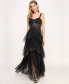 Фото #1 товара Juniors' Ruffle-Tiered Sequin-Lace Gown, Created for Macy's