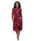 ფოტო #1 პროდუქტის Petite Printed Ruched-Waist Midi Dress