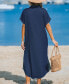 Фото #3 товара Women's Denim Short Sleeve Button Down Cover Up Dress