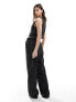 Фото #7 товара Reclaimed Vintage wide leg pull on pinstripe trouser with satin waistband detail