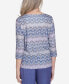 Petite Worth Avenue Crew Neck Lace Textured Top with Three Quarter Sleeves