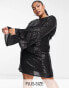 Фото #2 товара River Island Plus cowl back sequin mini dress in black
