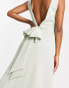 Фото #4 товара TFNC Petite Bridesmaid bow back maxi dress in sage green