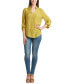 ფოტო #3 პროდუქტის Juniors' Gauzy Collared Roll-Tab 3/4-Sleeve Shirt