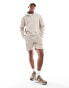 DTT half zip sweatshirt & jersey short set in stone